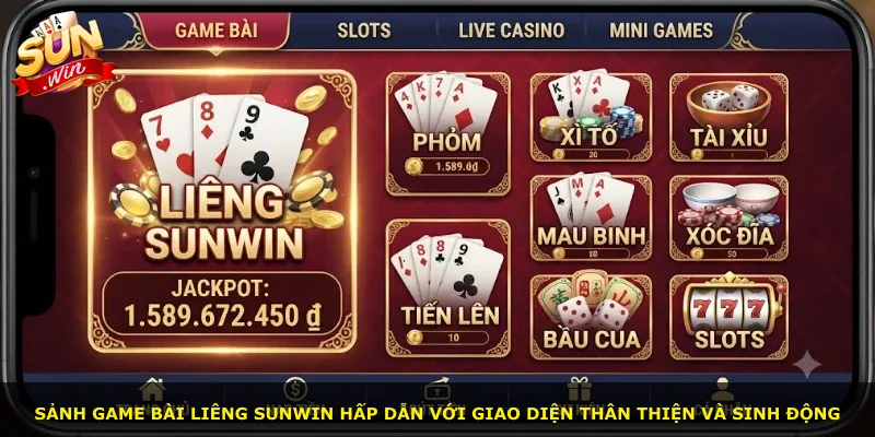 Sảnh game bài Liêng Sunwin hấp dẫn với giao diện thân thiện và sinh động