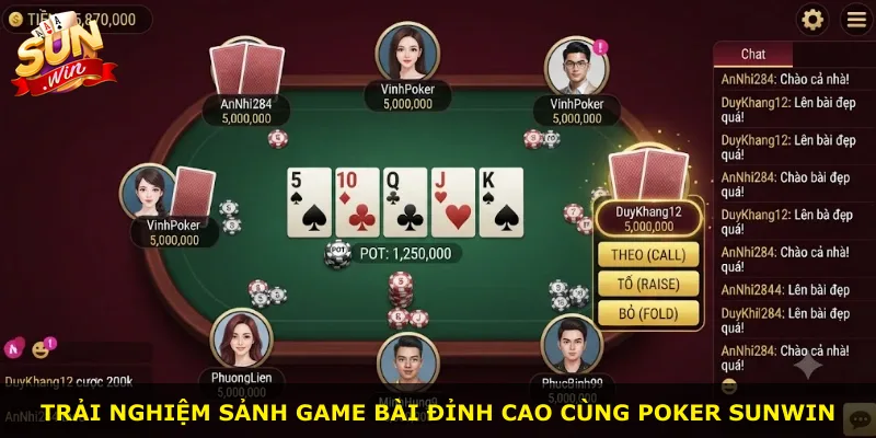 Trải nghiệm sảnh game bài đỉnh cao cùng Poker Sunwin